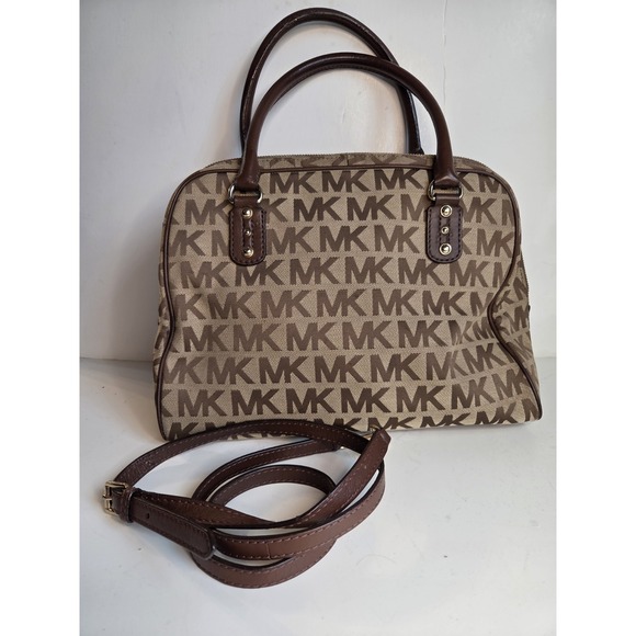 Michael Kors MK Signature Large Satchel Bag MK‎ Sig Jacquard Crossbody Leather